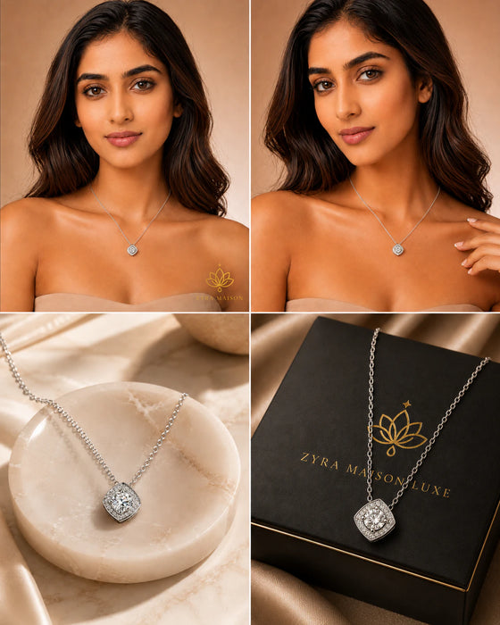Square Solitaire Pendant