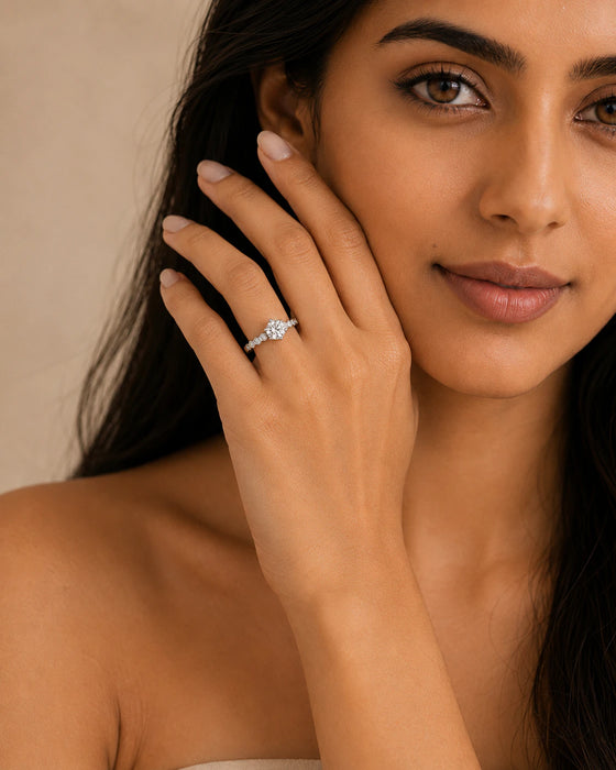 Hexagonal AD stone Ring