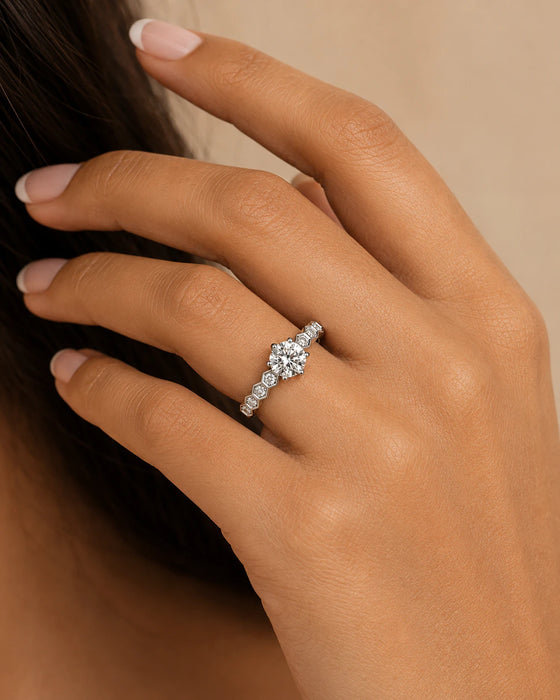 Hexagonal AD stone Ring