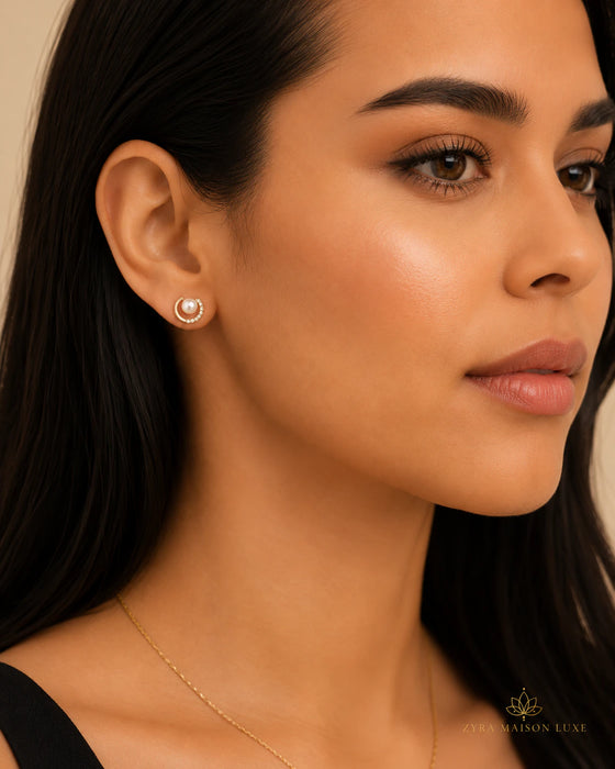 Korean Stylish Crescent Gold Frame Earring