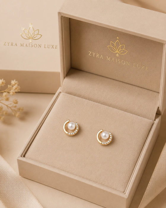 Korean Stylish Crescent Gold Frame Earring