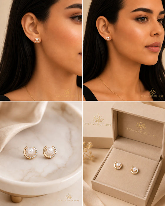 Korean Stylish Crescent Gold Frame Earring