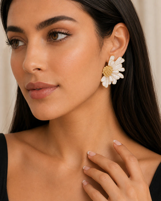 Korean Daisy Flower Earrings