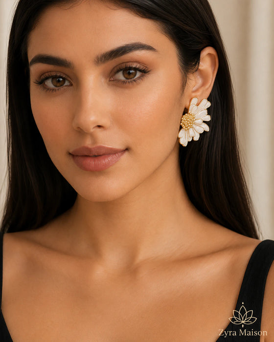 Korean Daisy Flower Earrings